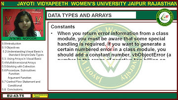 Jayoti Vidyapeeth - Faculty of Engineering and Technology - Data Type and Array