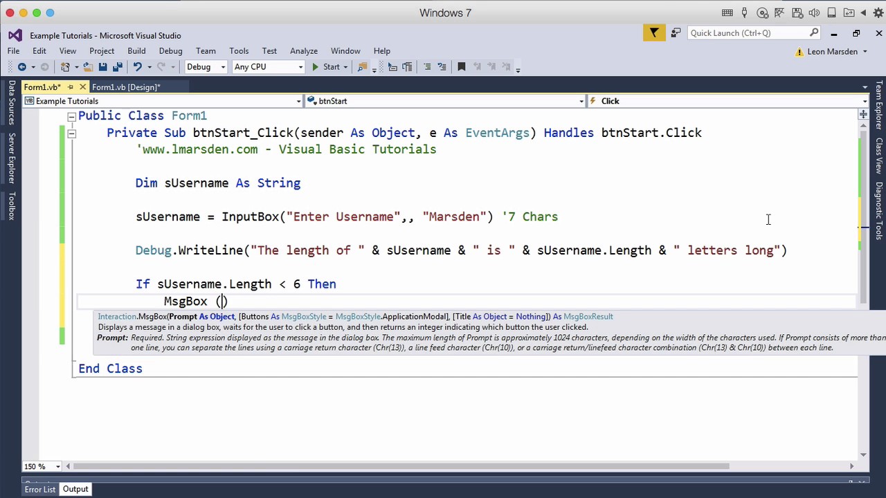 Strings and the Length Method in VB.net - YouTube