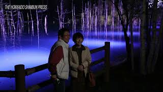 Light-up starts at Blue Pond in Biei 20211116