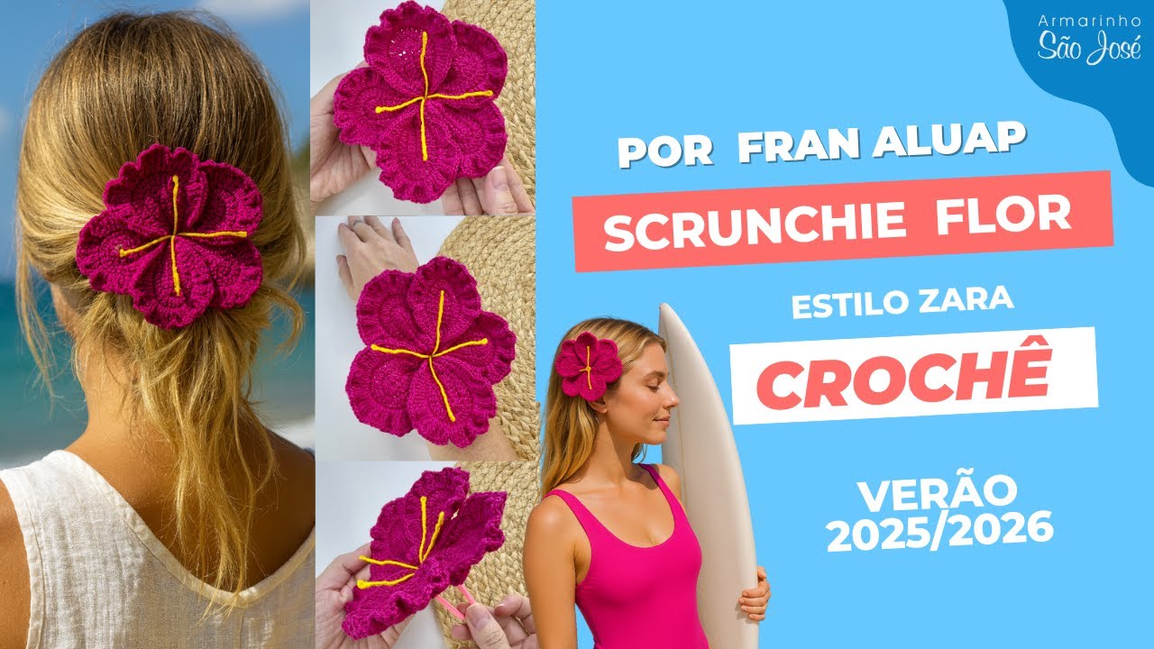 🌸 Como Fazer Scrunchie Flor Estilo Zara em Crochê