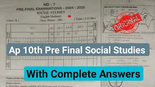 10th Class Social Studies Pre Final Question Paper And Answers Key Real ...