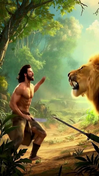 Tarzan fights the king of the jungle in the tropical forest