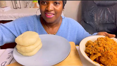 ASMR AFRICAN FOOD MUKBANG DELICIOUS GOAT MEATS +EGUSI SOUP WITH FUFU/Eating Show no Talking