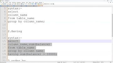 Group by ,having , order by Clauses || MySQL
