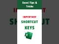 Important Microsoft Excel Shortcut Keys #excelformulas #excelshortcuts #excelshorts