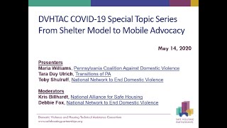 DVHTAC COVID-19 Special Topic Series: From Shelter Model to Mobile Advocacy