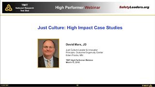 Webinar: Just Culture – High Impact Case Studies