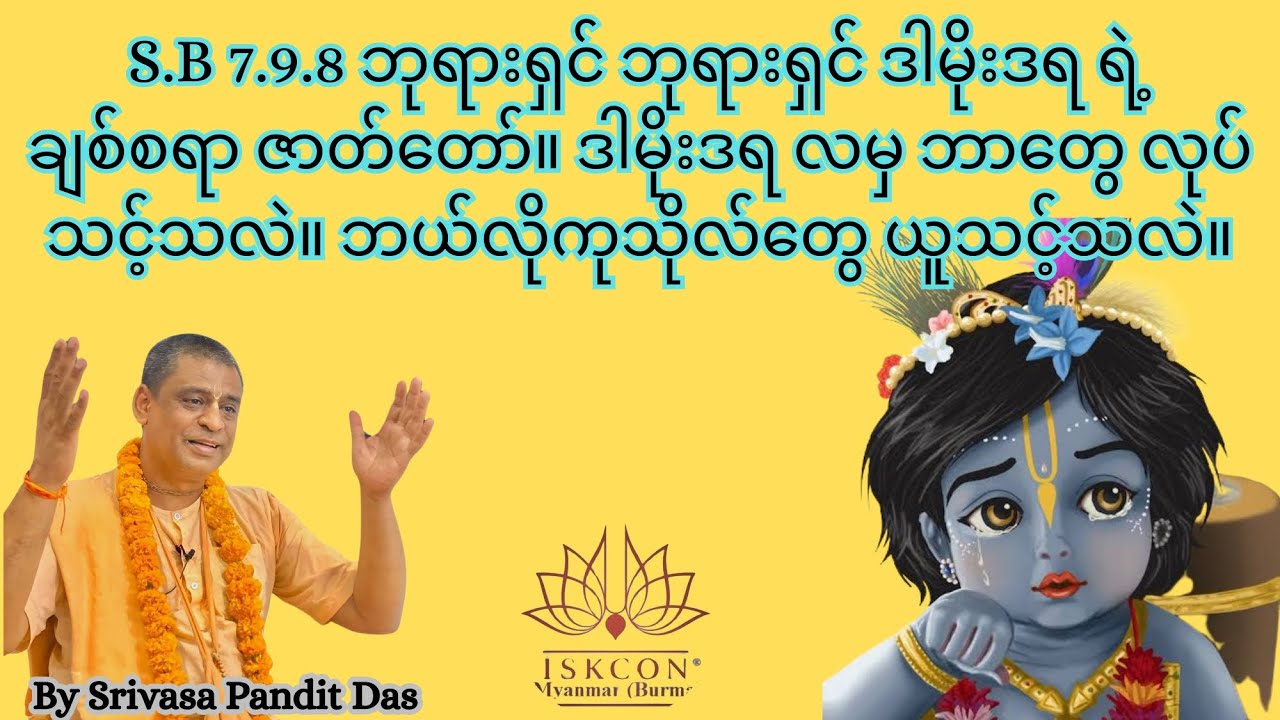 S.B 7.9.8 ဘုရားရှင် ဒါမိုးဒရ ရဲ့ ချစ်စရာ ဇာတ်တော်။ ဒါမိုးဒရ လမှ ဘာတွေ လုပ်သင့်သလဲ။