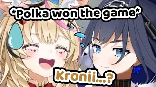 Kronii Sound So Reluctant in Congratulating Polka For Winning The Game
