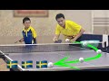 Ti long instructs and corrects forehand pendulum serve errors for swedish students