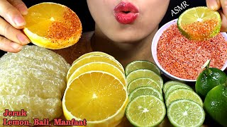 ASMR Mouth watering with Green lemon, Sour Orange, Graper Fruit Vs Hot Salt (Jeruk Lemon Bali)  #P2