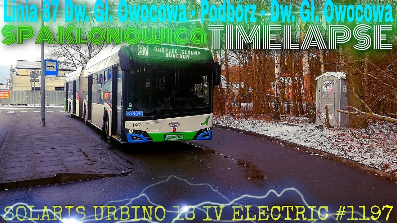 TIMELAPSE - Szczecin linia 87 Dworzec Gł. Owocowa - Podbórz - Dw. Gł. Owocowa (SU18IVELECTRIC