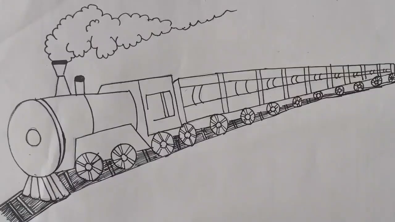 How to Draw a Train Scenery / Train drawing scenery easy step by step / Easy drawing for beginners