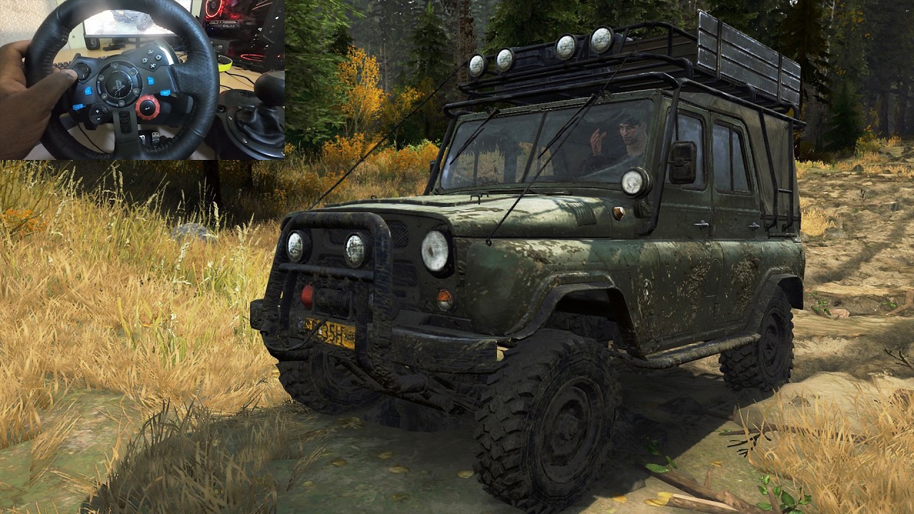 UAZ 469 Off Road Adventure Trail in MudRunner with Steering Wheel