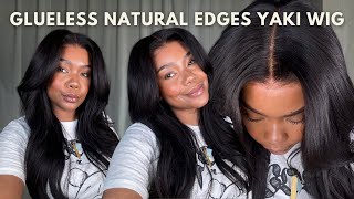 No Bald Cap?! It's Giving Silk Press! Most Realistic Natural Edges Glueless Yaki Wig | Ft Hairvivi screenshot 5