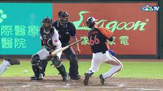 09/14 統一 vs Lamigo 九局上，陳重廷遭觸身球擊中