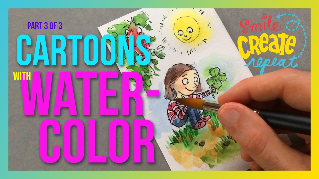 EASY WATERCOLOR Cartoon Children's Book Illustration Instruction for  Beginners