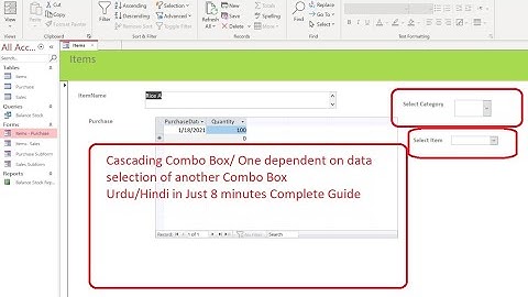 MS Access: Combo Box dependent on data selection of another Combo Urdu/Hindi