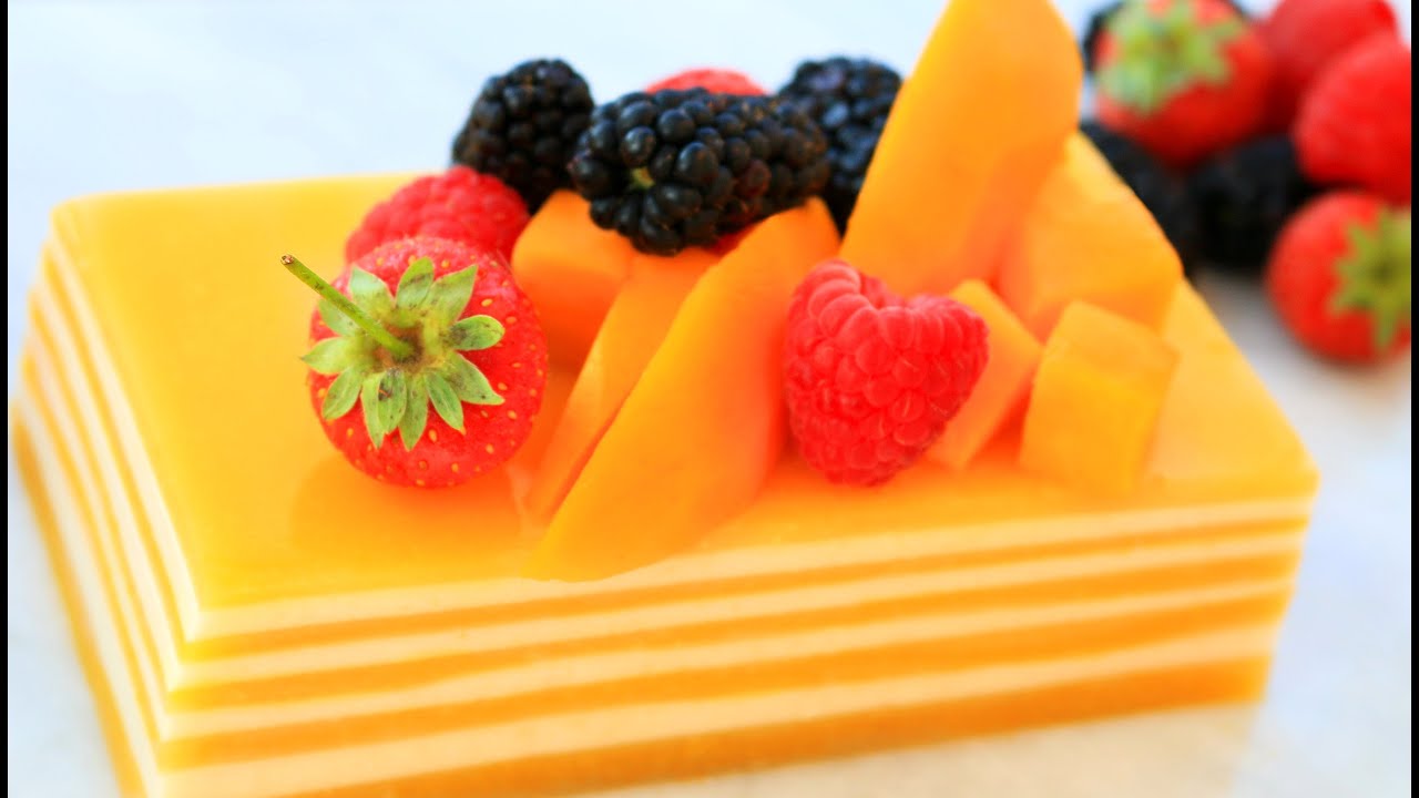 How To Make Mango Coconut Jelly Cake  Mixed Fruit Jelly 