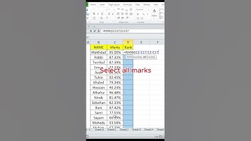 Rank function in excel   How to rank Calculate in marks sheet#exceltricks #rank