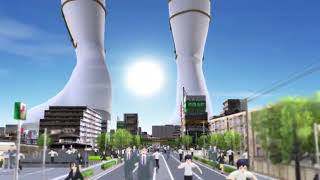 [MMD]Giantess Girl In City