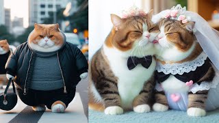 Wow....Now the sad cat has become rich​/Fat cat and cute cat.