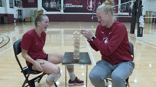Jenna Gray, Kathryn Plummer square off in memorable game of Truth or Dare Jenga