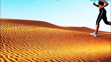 Woman Running On Desert Health PowerPoint Templates Themes And Backgrounds ppt themes