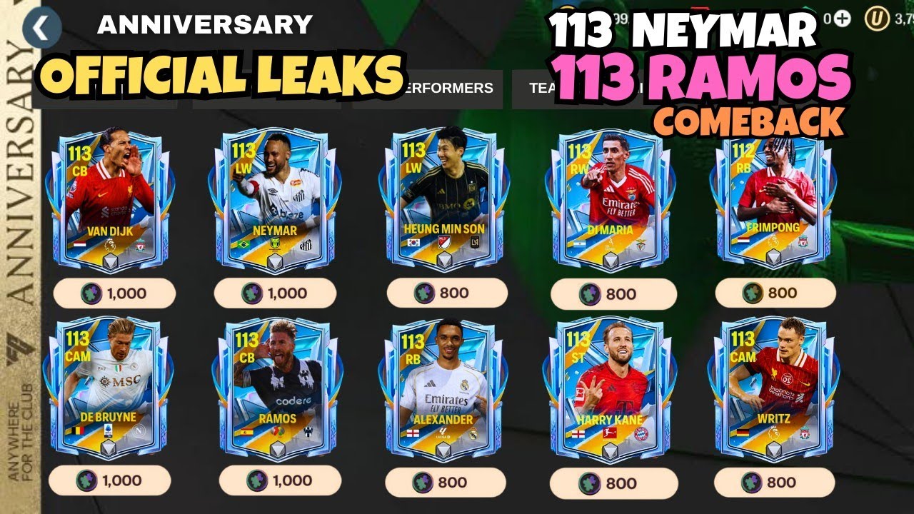 Official Leaks | 113 OVR Neymar, Ramos Coming Back in Anniversary Event ...