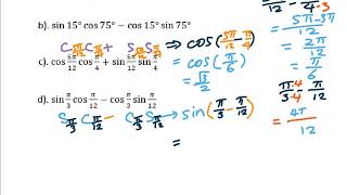 5.3(3) (1) Use Sum Difference Identities to Evaluate Trig Expressions
