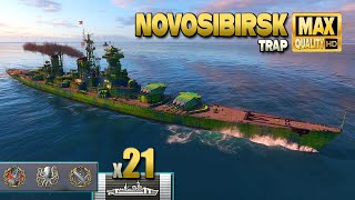 Cruiser Novosibirsk with 21 citadels on map Trap - World of Warships screenshot 4