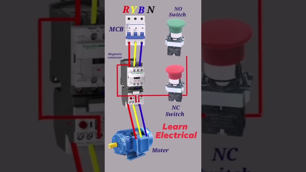 DOL Starter Circuit Diagram With Motor Connection 