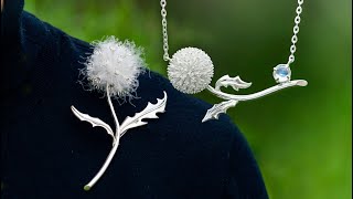 耗时500小时制作了一套随风飘逸的蒲公英首饰!It took 500 hours to make a set of dandelion jewelry that blows in the wind!