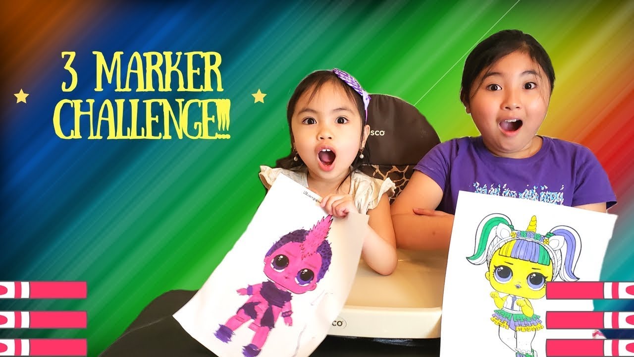 Download 3 Marker Challenge Lol Confetti Pop Doll Coloring Page With Jam Jesse Big Sis Vs Lil Sis Youtube