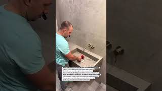 Wall Hung Concrete Sink Install #BathroomDesign #Construction #Shorts