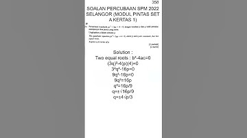 Add Maths Form 4 DLP | Subtopic 2.2 | Trial SPM Question 3 | 358 #shorts