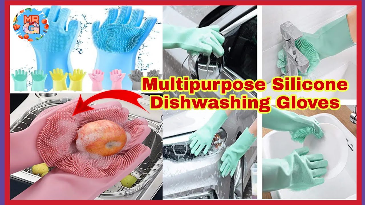 Silicone Dishwashing Gloves For Kitchen, Bathroom, Car, | 
