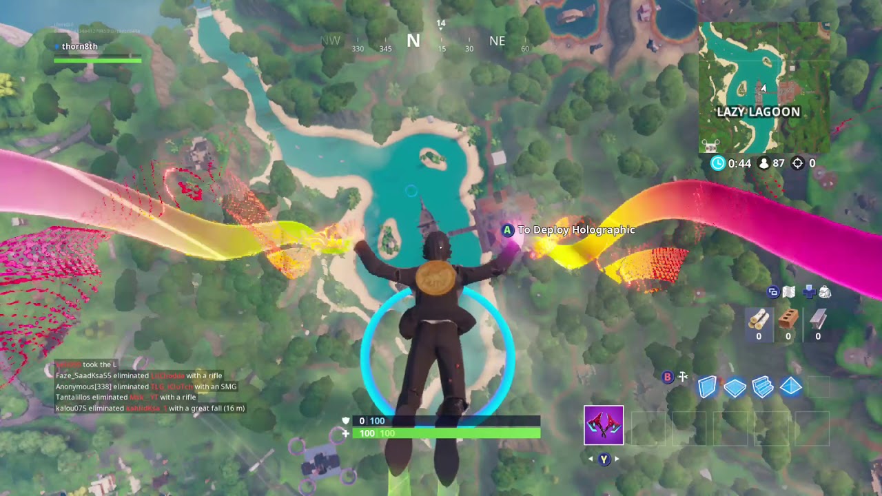 Fortnite Fortbyte # 70 Location Lazy Lagoon skydiving through the Rings