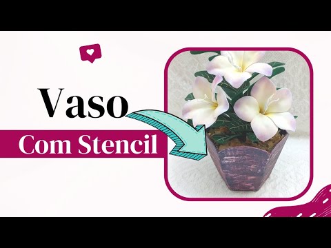 Vaso de papelão com stencil super fácil ref 123 Janaina Cordeiro Artes