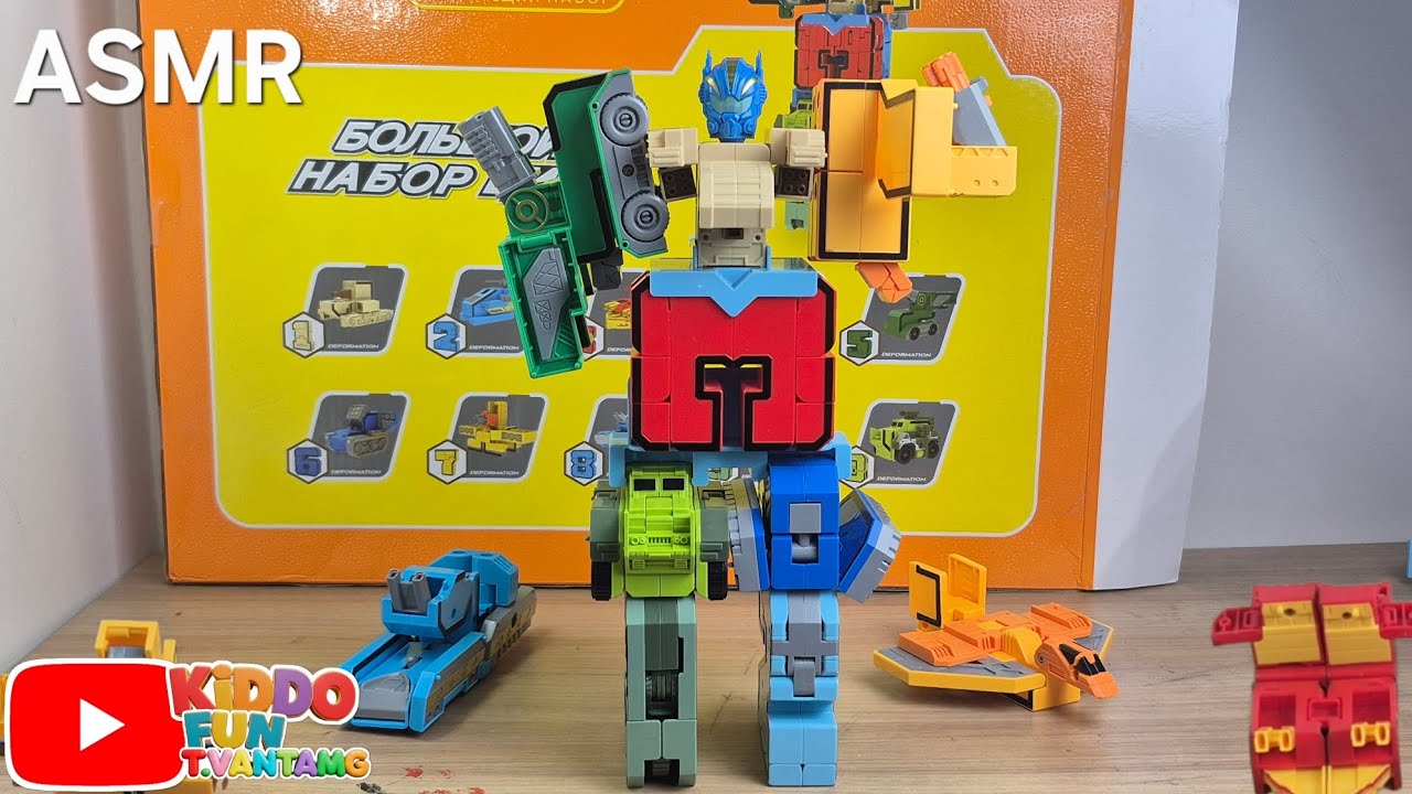Unboxing of the transformation toy and assemble the robot from the numbers 0-9.