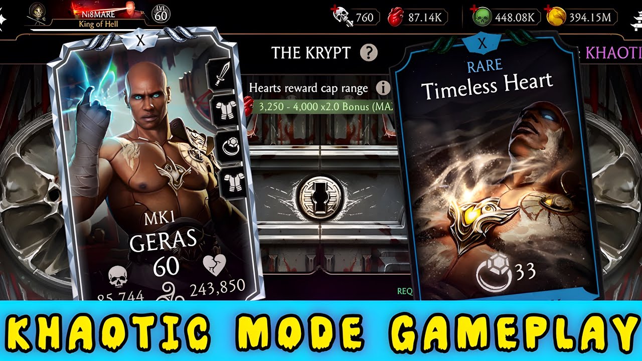 Khaotic The Krypt Gameplay MK Mobile | MK1 Geras Best For Survivor.