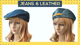 Chic cap from old jeans , DIY(with english subtitles)