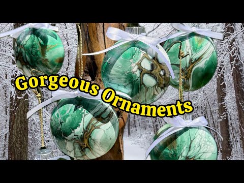 618. DIY ORNAMENTS with Fluid Art #acrylicpainting #ornaments #christmasdecor #fluidart