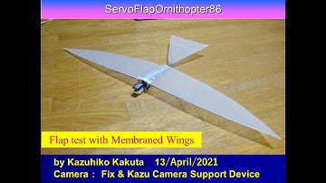 Flap test of ServoFlapOrnithopter86 with Wing Membrane by New Servo Flap System by Arduino