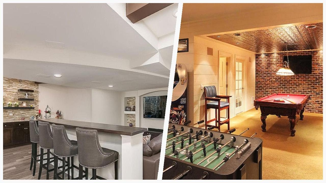 75 Basement With Brown Walls And White Walls Design 🌈 ...