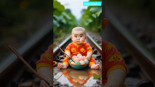 ❤️Evolution of Baby: Train Attack on Baby for Food Eating #cat #cute #love #shorts  GiggleBabiesAi10