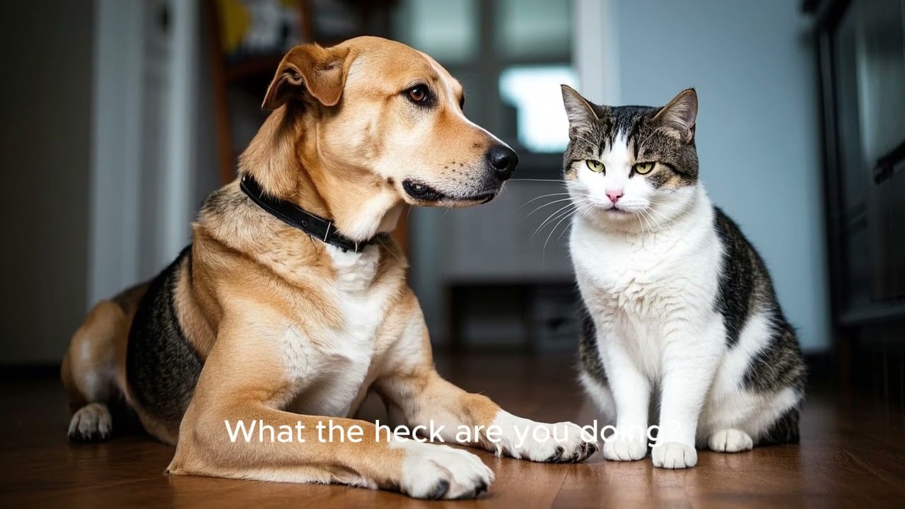 Cat Climbs Curtain – Dog Just Watches 😼🧗‍♂️🐶👀