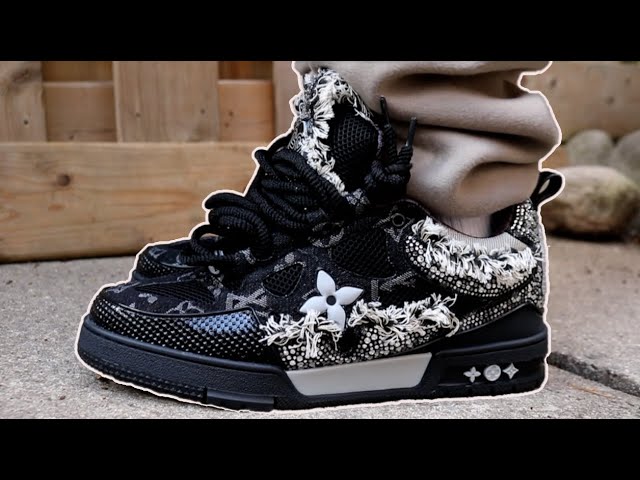 LV SKATE Swarovski Black Trainer Sneaker (ON FOOT) 