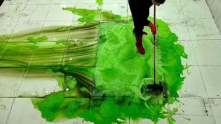 Slime covered sticky messy carpet cleaning satsfying ASMR washing