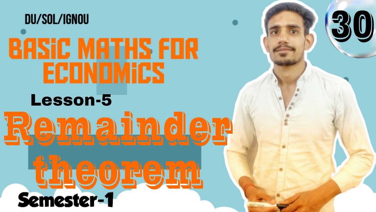 #30 Remainder theorem for finding remainder | Basic Mathematics for ...